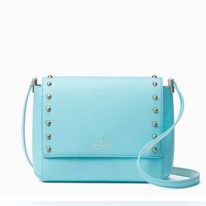 Kate Spade Sanders Place Avva Atoll Blue Studded Leather Crossbody Bag